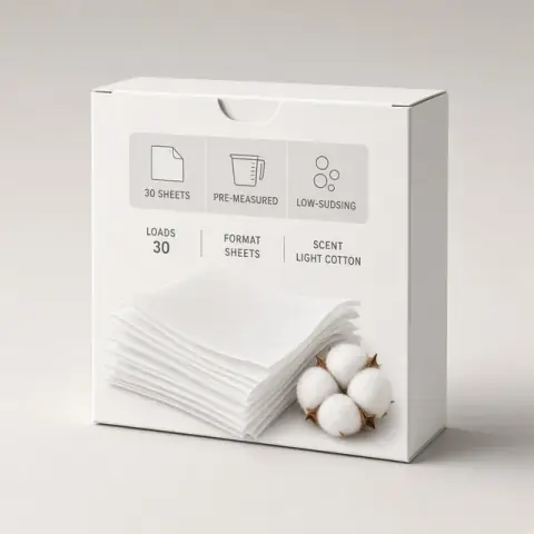 Detergent Sheet Box, professional product photograph
