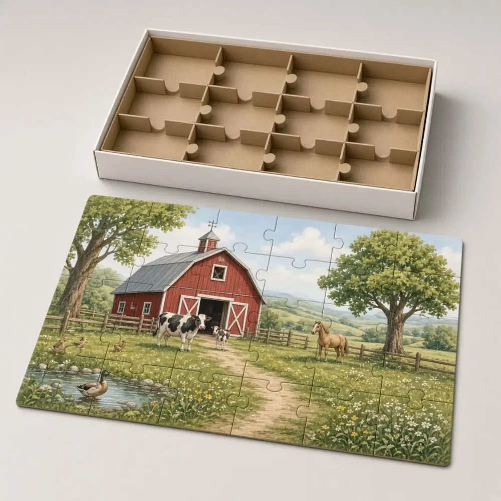 Puzzlebrook Farm Scene, professional product photograph