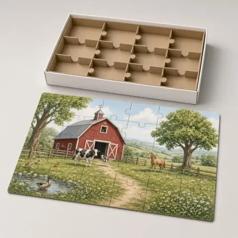 Puzzlebrook Farm Scene, professional product photograph